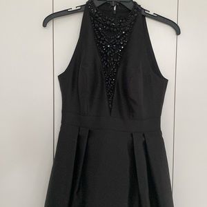 Long Black Dress Halter with Pockets